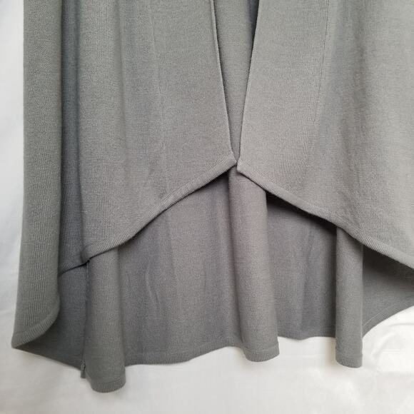 Alfani Faux Fur Trim Sweater Ribbed Open Cardigan Coatigan Gray Hi/Low Size XS - Picture 4 of 8